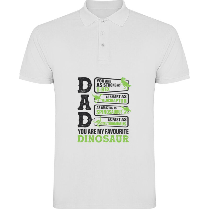 Tricou polo Dad - My favourite dinosaur, Alb