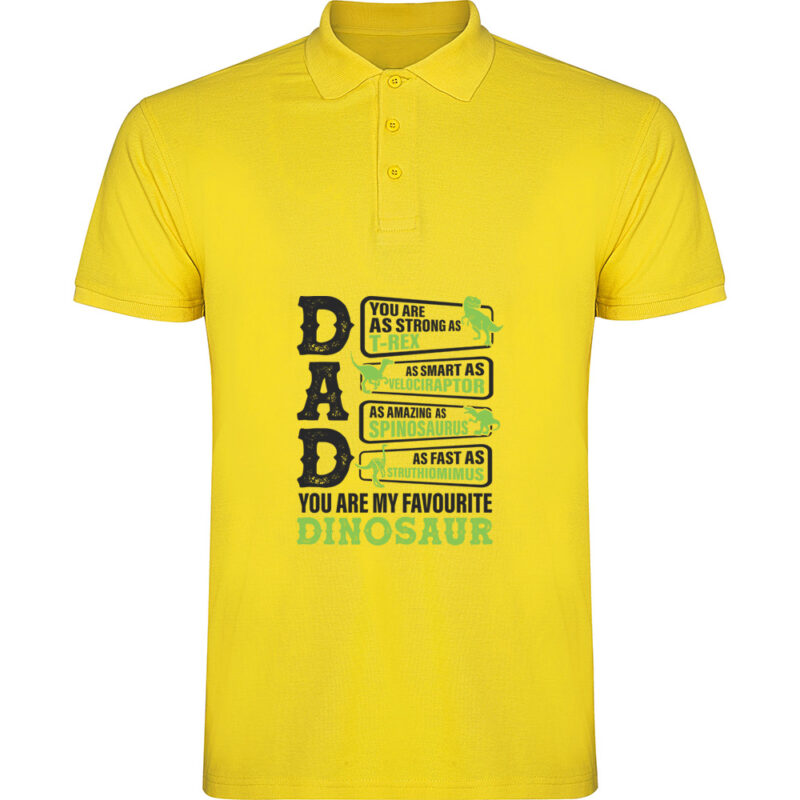 Tricou polo Dad - My favourite dinosaur, Galben