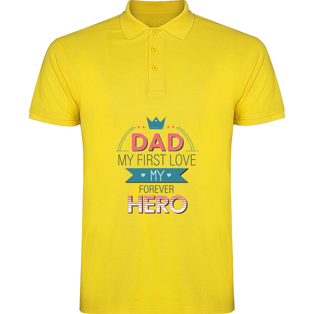 DAD-MYFIRSTLOVEANDHERO.TP_.YEL_.jpg Tricou polo Dad - My first love and hero, Galben - imagine 1
