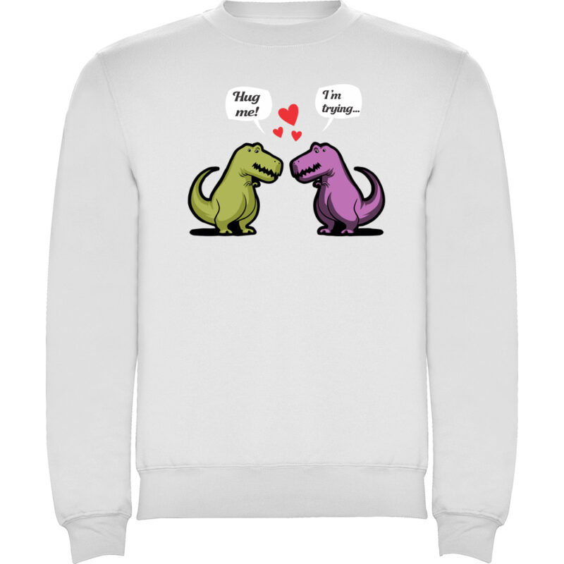 Pulover Dinosaurs hug, Alb