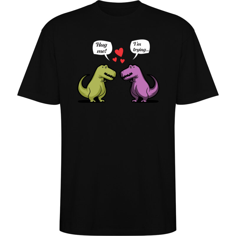 Tricou oversize Dinosaurs hug, Negru