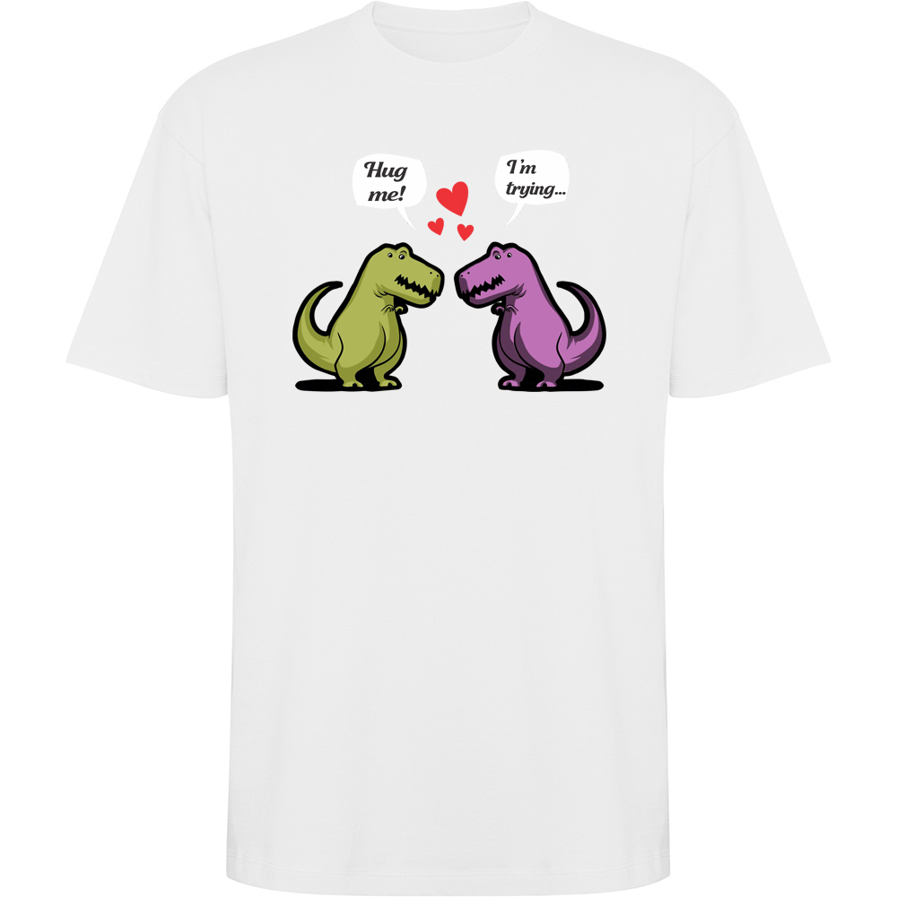 DINOSAURSHUG.TO_.WHT_.jpg Tricou oversize Dinosaurs hug, Alb - imagine 1