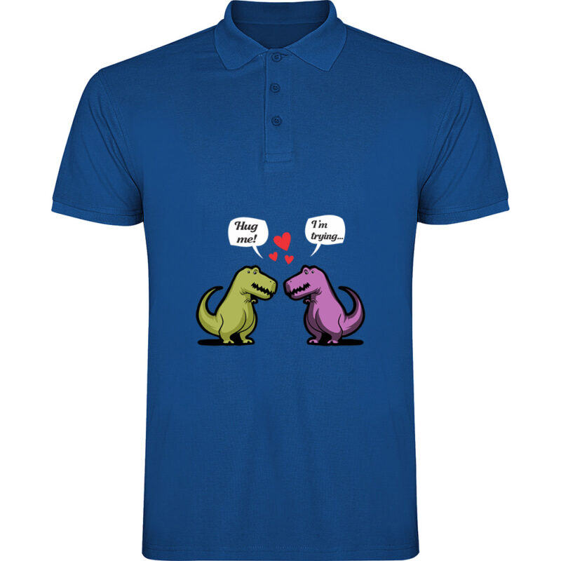 Tricou polo Dinosaurs hug, Albastru