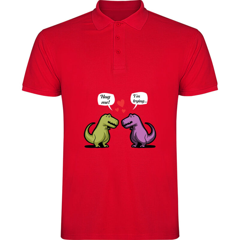 Tricou polo Dinosaurs hug, Roșu