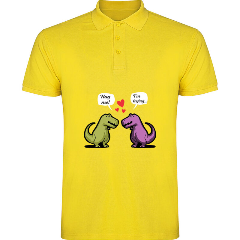 Tricou polo Dinosaurs hug, Galben