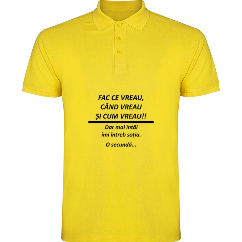Tricou polo Fac ce vreau, Galben