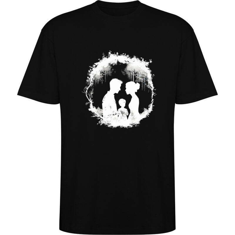 Tricou oversize Familie (model 1), Negru