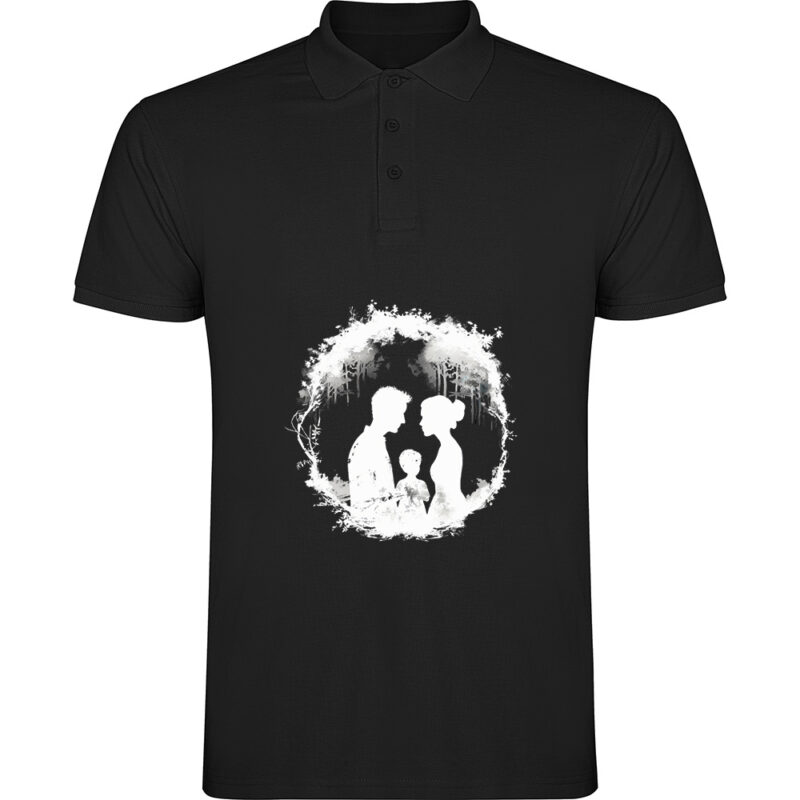 Tricou polo Familie (model 1), Negru