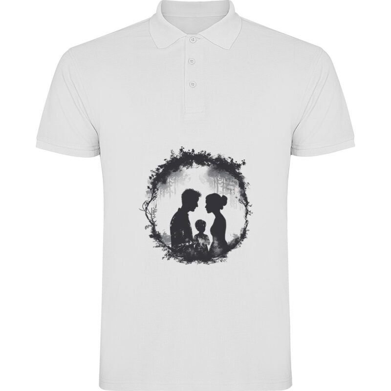 Tricou polo Familie (model 1), Alb
