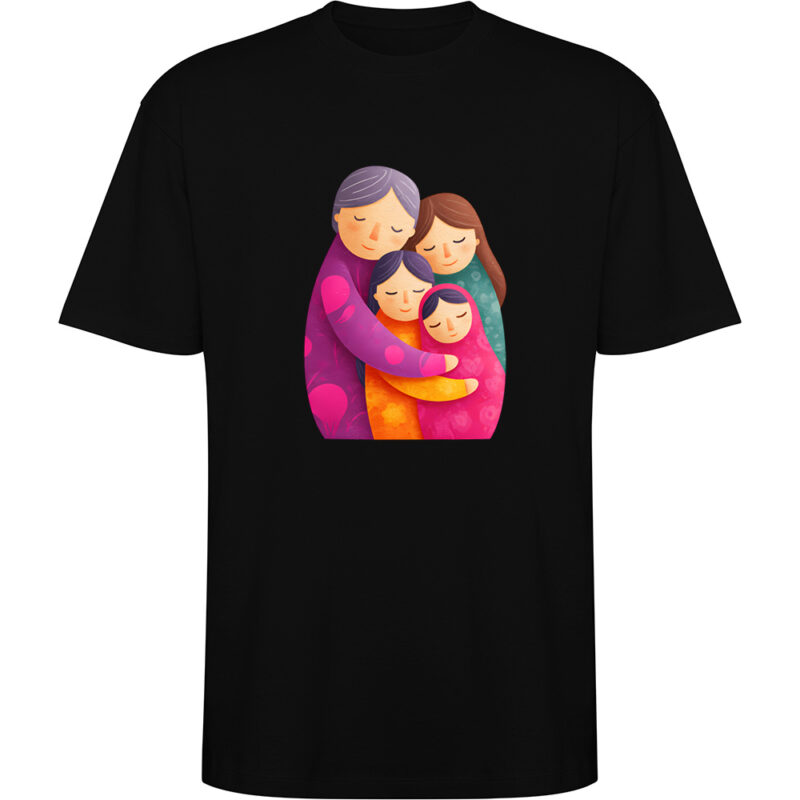 Tricou oversize Familie (model 2), Negru
