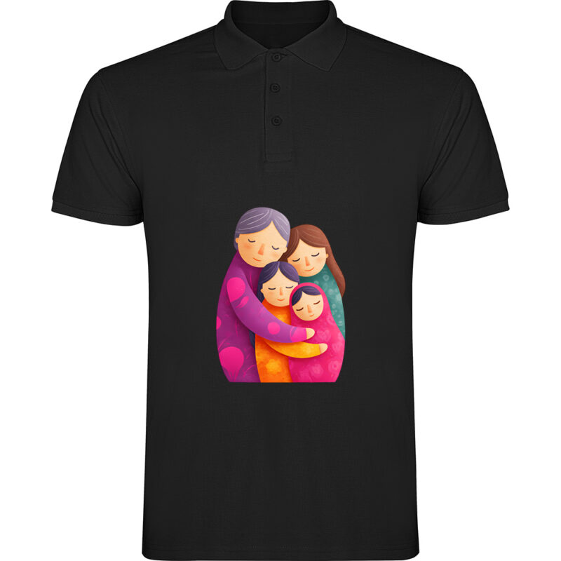 Tricou polo Familie (model 2), Negru