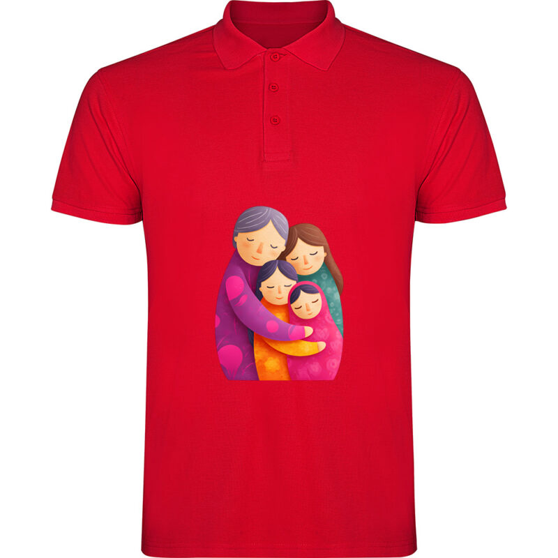 Tricou polo Familie (model 2), Roșu