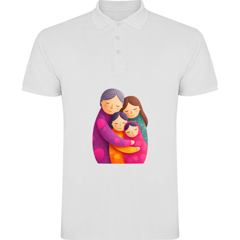 Tricou polo Familie (model 2), Alb