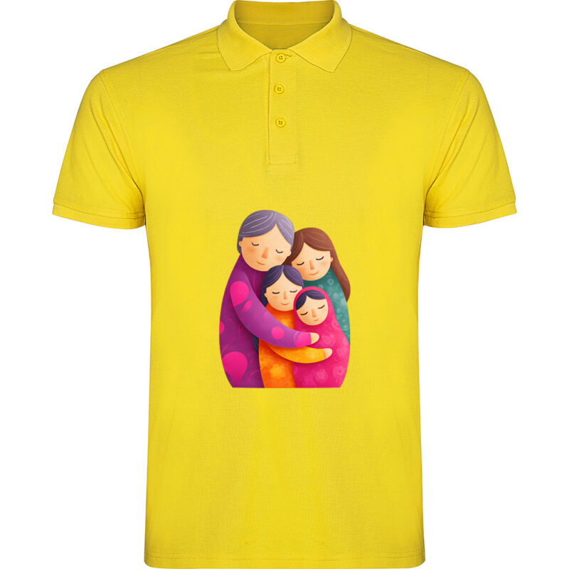 Tricou polo Familie (model 2), Galben