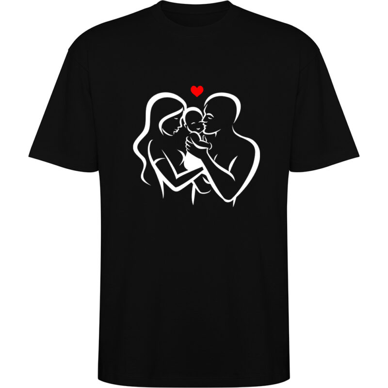Tricou oversize Familie (model 3), Negru
