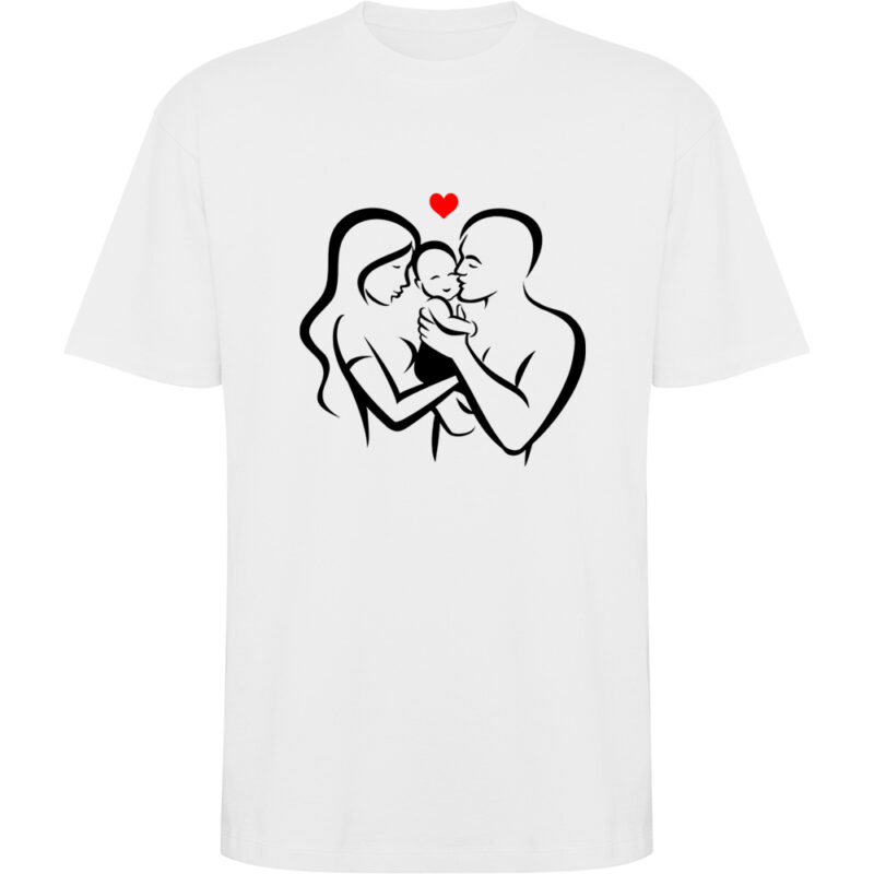 Tricou oversize Familie (model 3), Alb