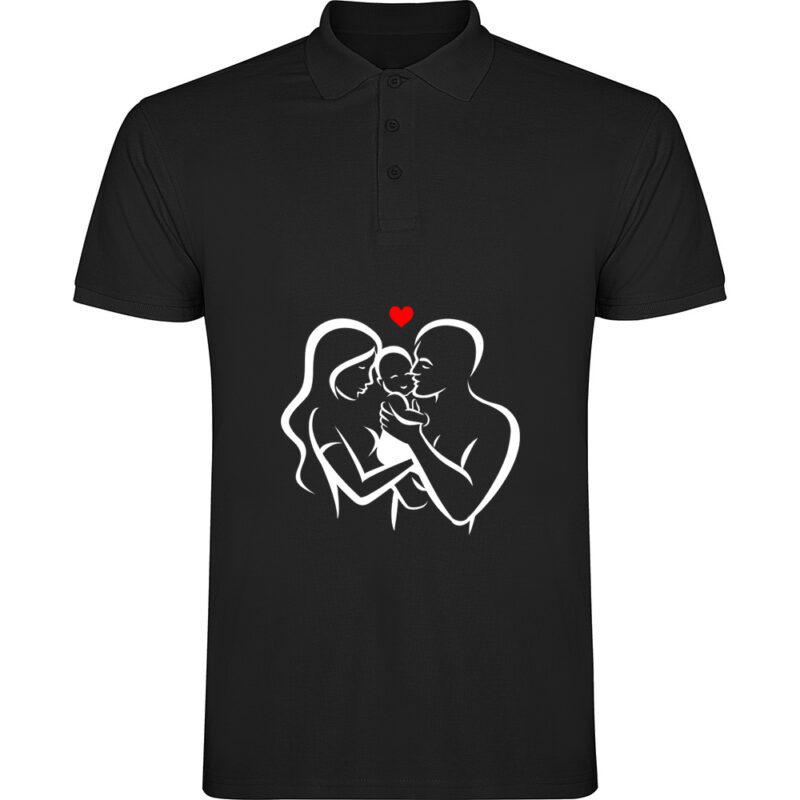 Tricou polo Familie (model 3), Negru