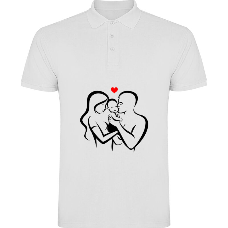 Tricou polo Familie (model 3), Alb