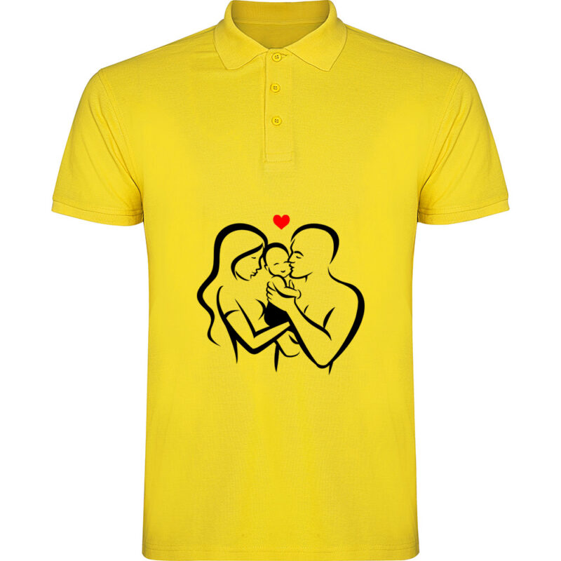 Tricou polo Familie (model 3), Galben
