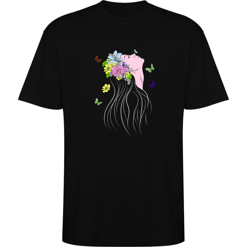Tricou oversize Femeia Fluture, Negru