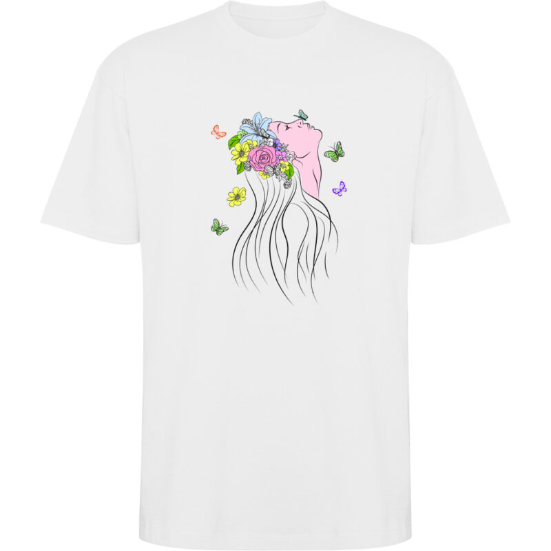 Tricou oversize Femeia Fluture, Alb