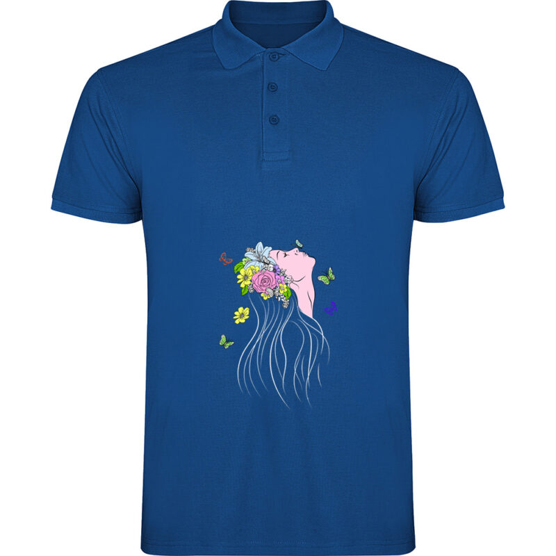 Tricou polo Femeia Fluture, Albastru