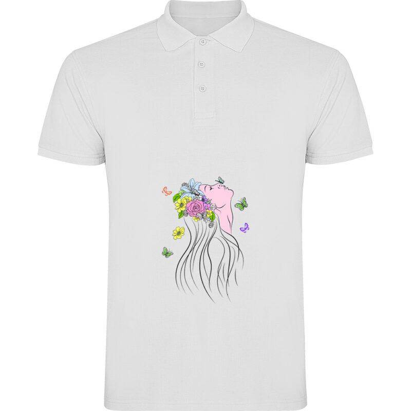 Tricou polo Femeia Fluture, Alb