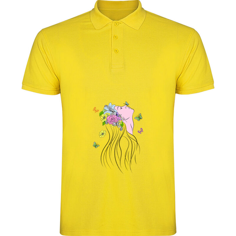 Tricou polo Femeia Fluture, Galben
