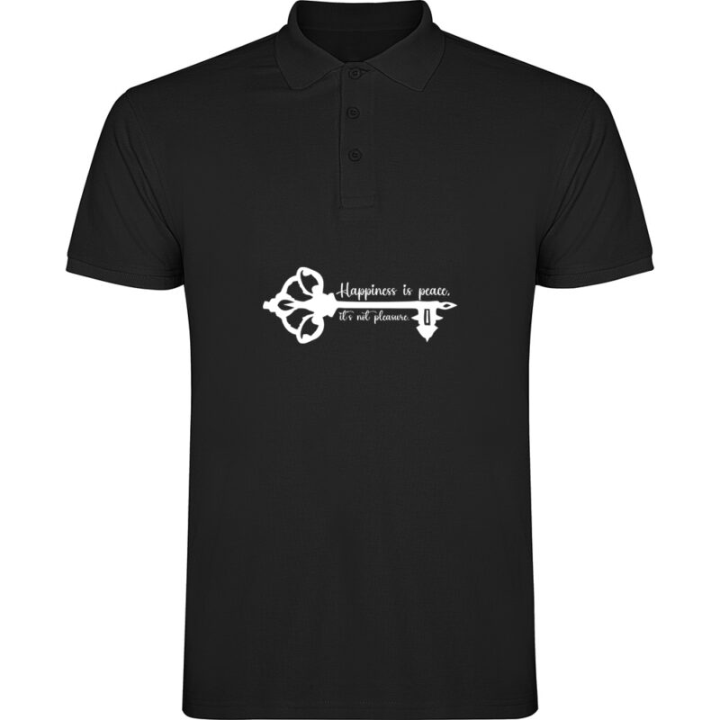 Tricou polo Happiness is peace, Negru