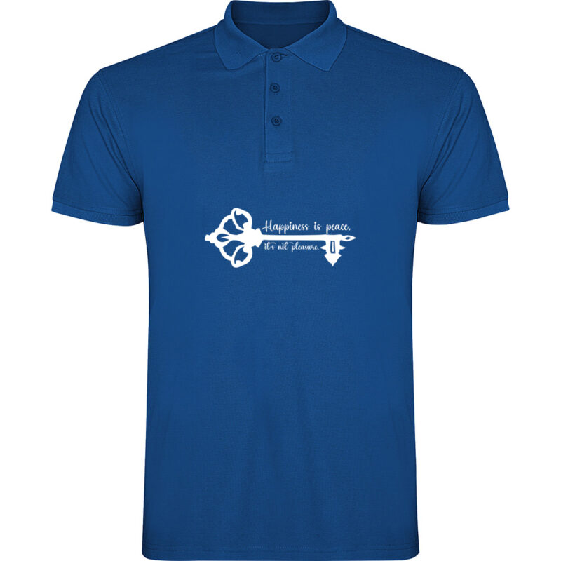 Tricou polo Happiness is peace, Albastru