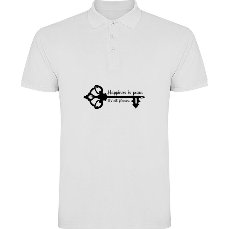 Tricou polo Happiness is peace, Alb
