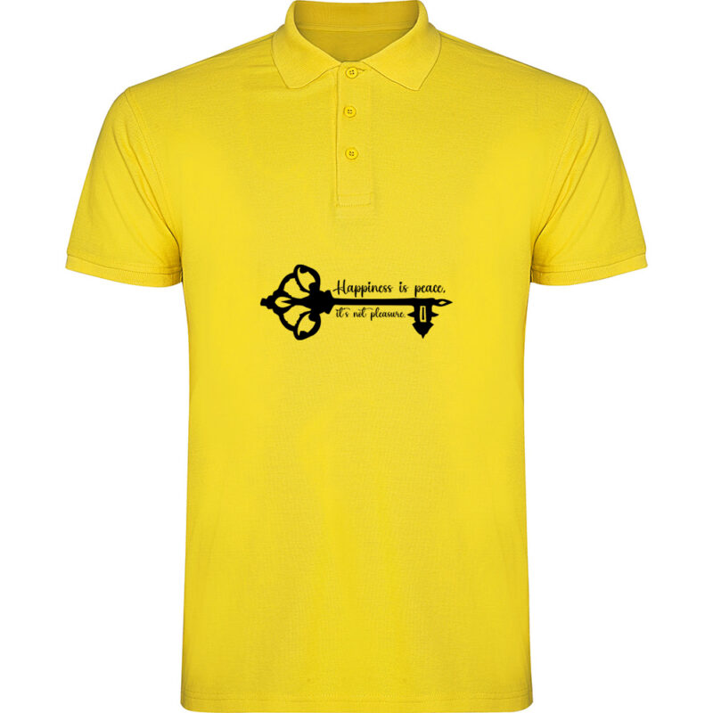 Tricou polo Happiness is peace, Galben