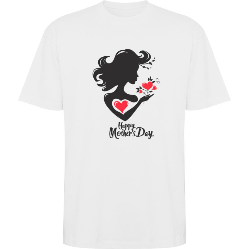 Tricou oversize Happy Mothers Day (Model 1), Alb
