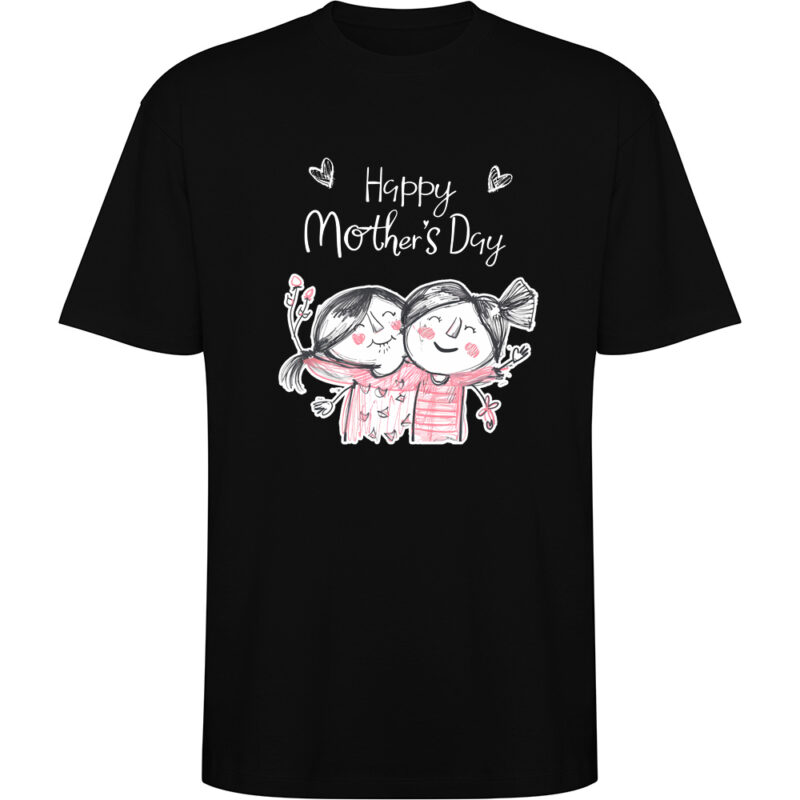 Tricou oversize Happy Mothers Day (Model 2), Negru