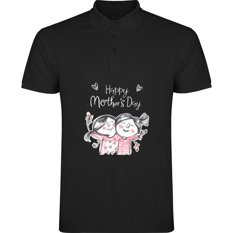 Tricou polo Happy Mothers Day (Model 2), Negru