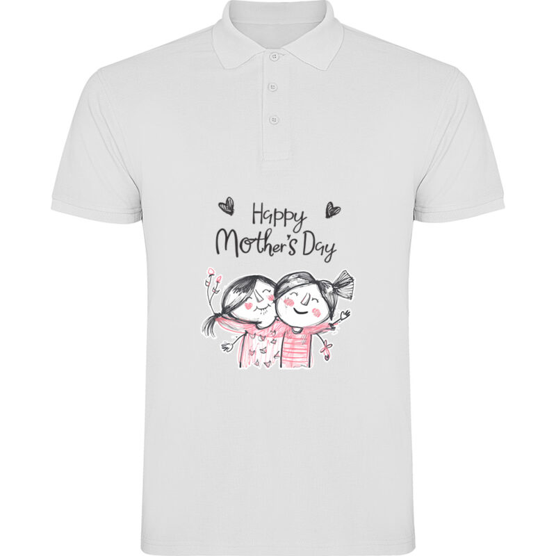 Tricou polo Happy Mothers Day (Model 2), Alb