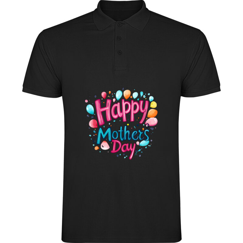 Tricou polo Happy Mothers Day (model 4), Negru