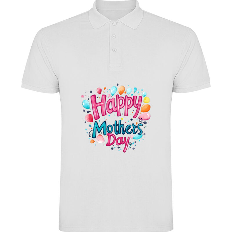 Tricou polo Happy Mothers Day (model 4), Alb