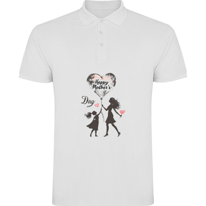 Tricou polo Happy Mothers Day (model 5), Alb