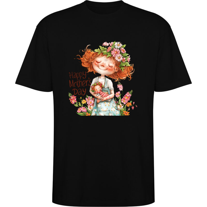 Tricou oversize Happy Mothers Day (model 6), Negru