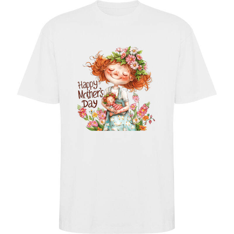 Tricou oversize Happy Mothers Day (model 6), Alb