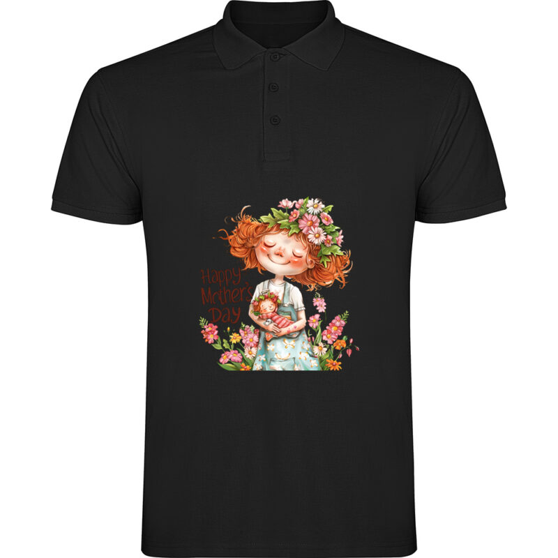 Tricou polo Happy Mothers Day (model 6), Negru