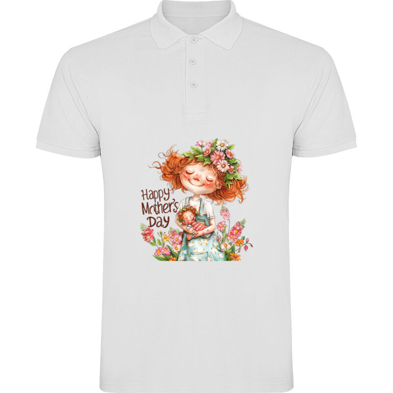 Tricou polo Happy Mothers Day (model 6), Alb