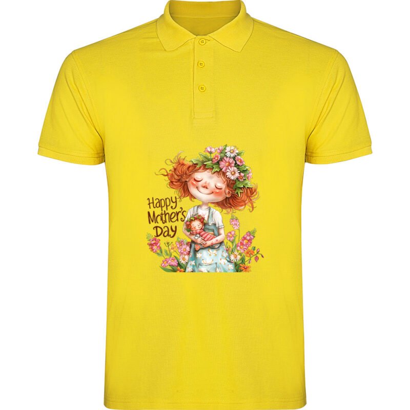Tricou polo Happy Mothers Day (model 6), Galben