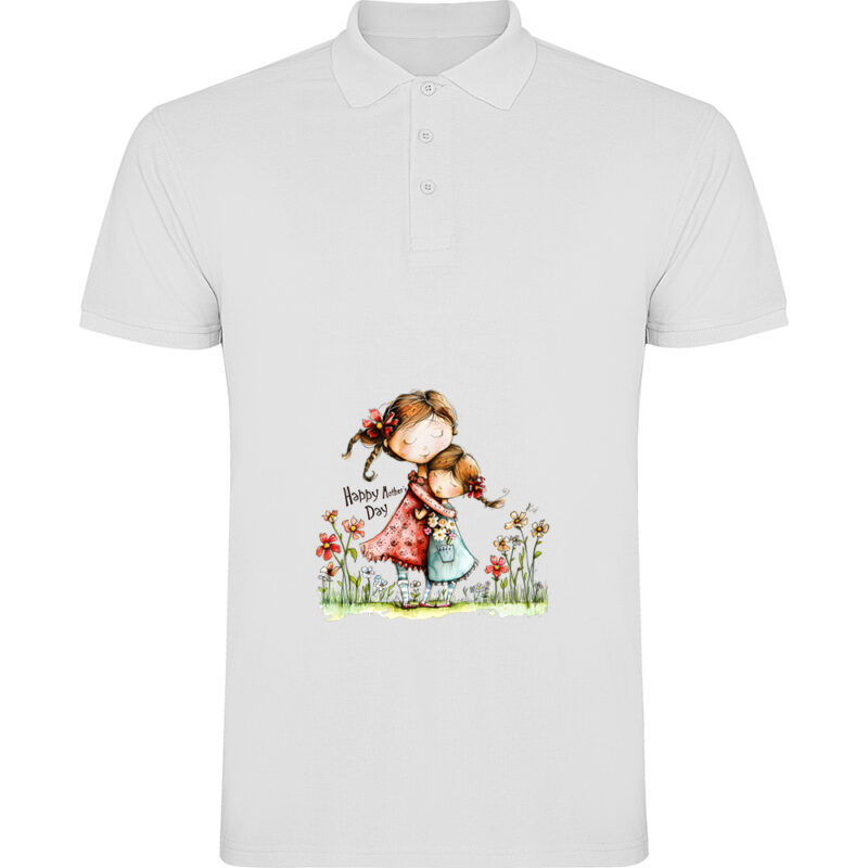 Tricou polo Happy Mothers Day (model 7), Alb