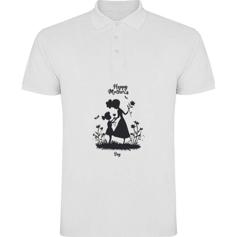 Tricou polo Happy Mothers Day (model 8), Alb
