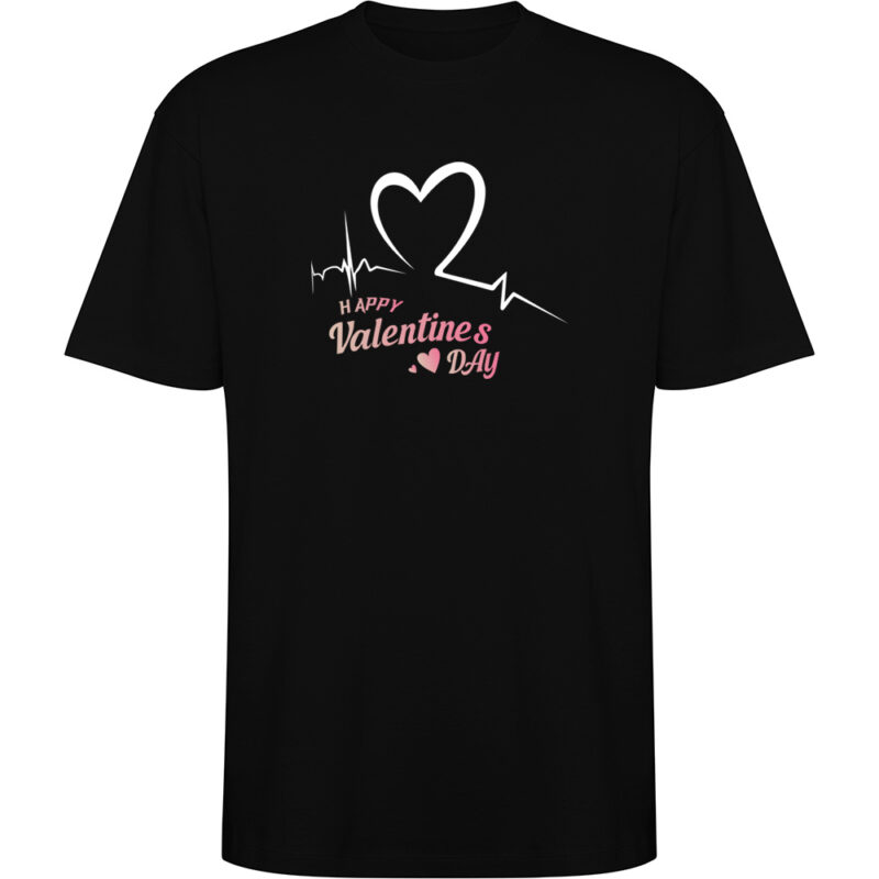 Tricou oversize Happy Valentines Day (Model 2), Negru