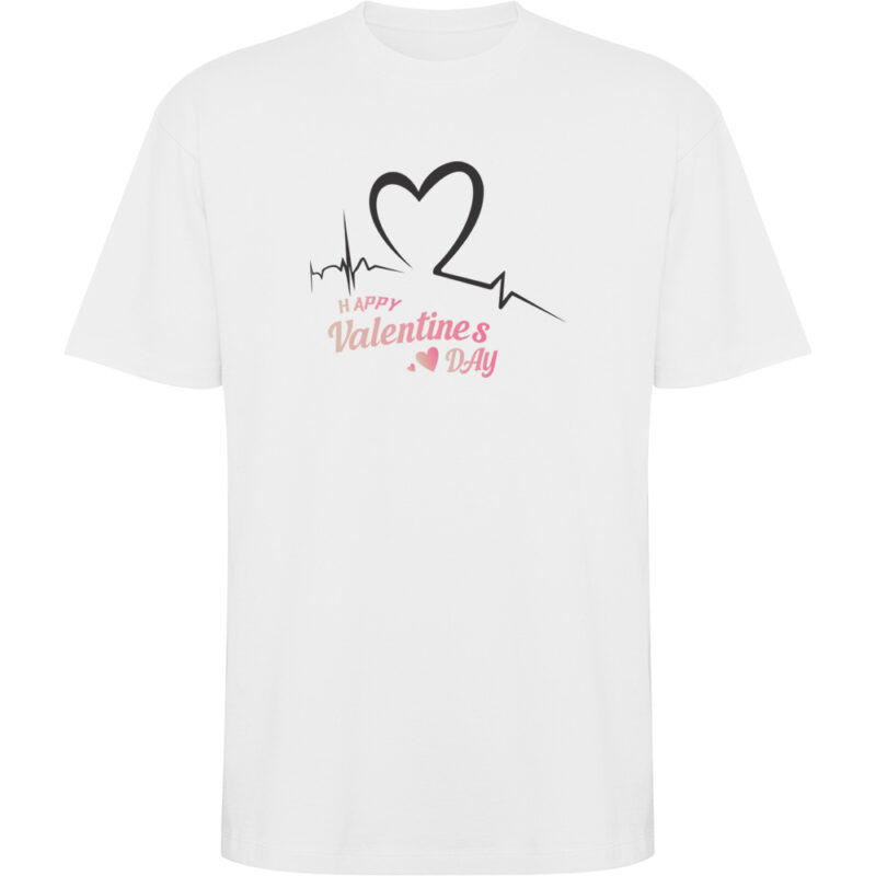 Tricou oversize Happy Valentines Day (Model 2), Alb