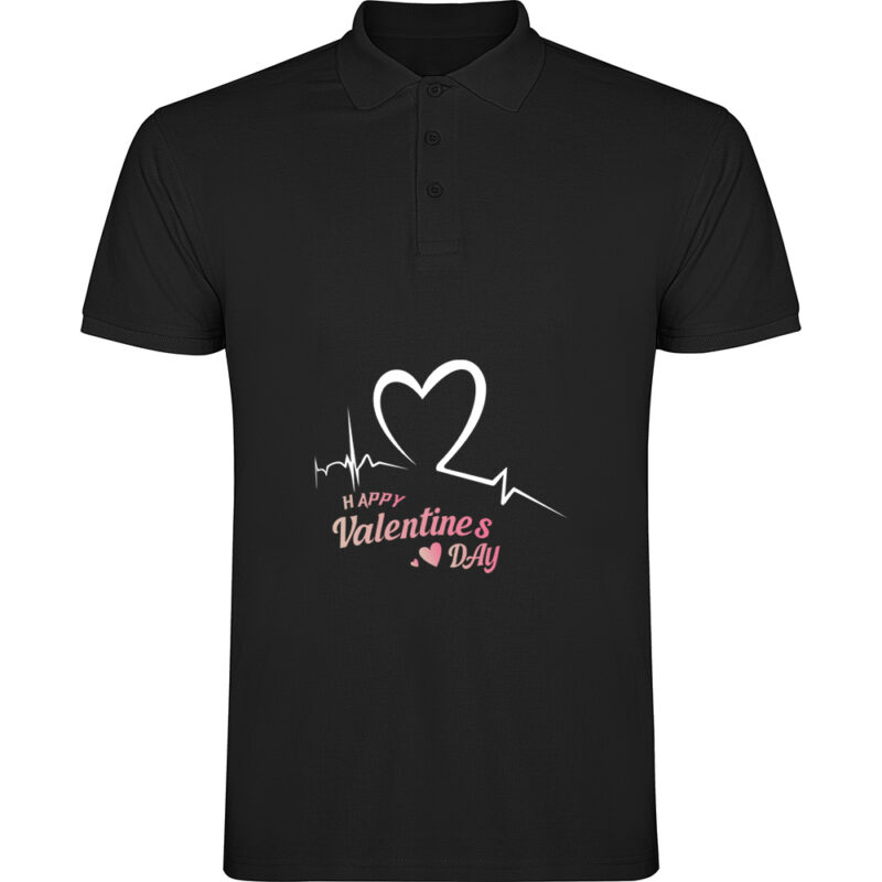 Tricou polo Happy Valentines Day (Model 2), Negru
