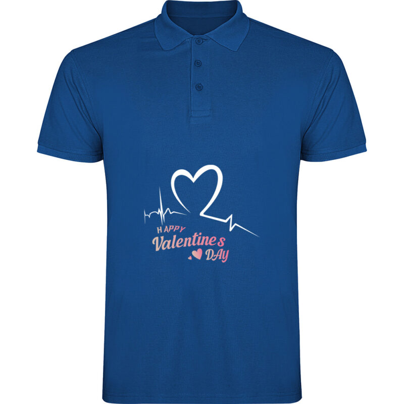 Tricou polo Happy Valentines Day (Model 2), Albastru